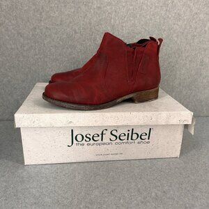 Josef Seibel Womens 38 US 7 -‎ 7.5 Bordeaux Red Leather Ankle Boots Sienna NIB